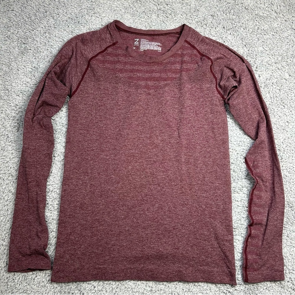 Zella Shirt Womens Medium Long Sleeve Crewneck Fitted Athletic Top Stretch Fit